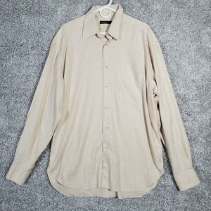 Artioli‎ Mens Dress Shirt Beige Made in Italy Long Sleeve Size L Classic